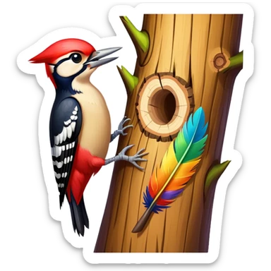 Woodpeckers taping on the trunk sticker