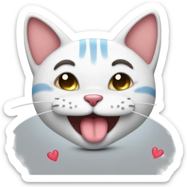 Cat laughing crying emoji except crying hearts sticker