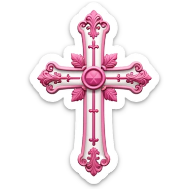 Pink and white cross sticker