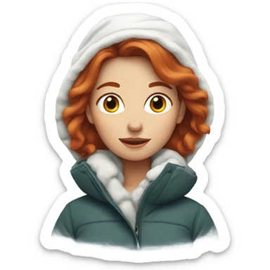 redhead woman in the snow sticker