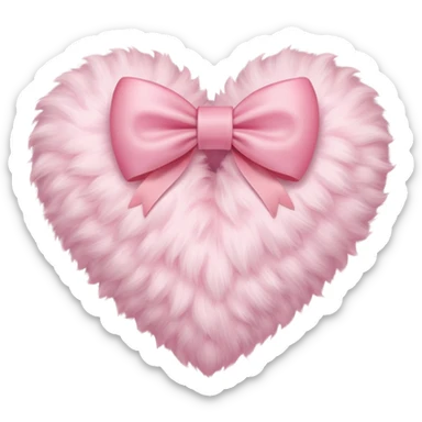 cute pastel pink fluffy heart with bow sticker