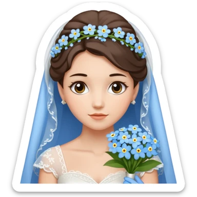 Bride with forget me not bouquet sticker