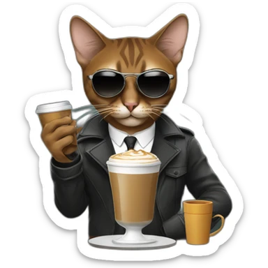 gangster-with-a-Abyssinian cat-gun-and-sunglasses-drinking-coffee sticker