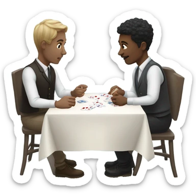 Two white people playing cards sticker