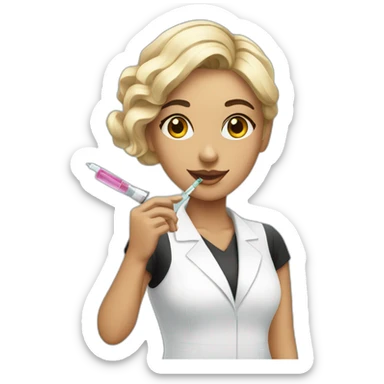 cosmetologist with a syringe in her hand sticker