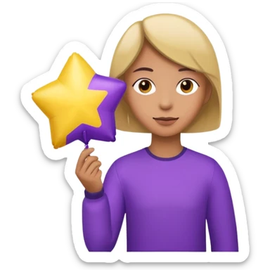holding purple yellow star balloon sticker