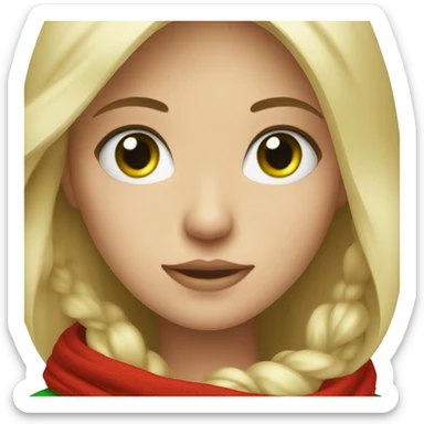 cold blonde girl with green eyes red scarf  sticker