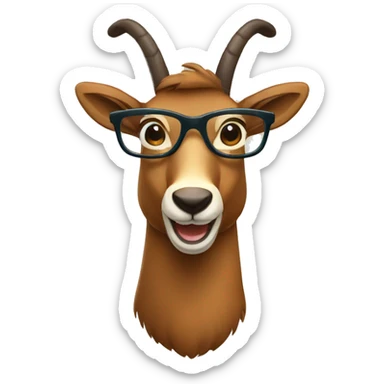 happy smart smiling brown chamois with glasses sticker