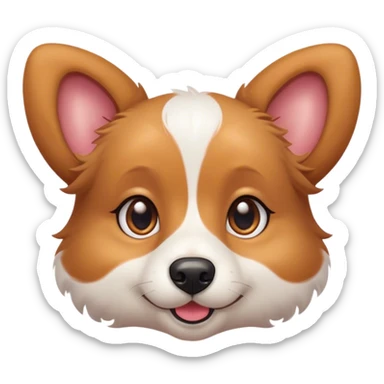 Cinematic Cute Domestic Dog Portrait Emoji, Head tilted playfully and inquisitively, with a delightfully fluffy, friendly build and a characteristically charming face featuring a soft snout and perky ears, accentuated by a glossy coat and round, sparkling eyes full of mischief, Simplified yet irresistibly adorable features, highly detailed, glowing with a warm, friendly glow, high shine, affectionate and lively, stylized with a touch of whimsical cuteness, soft glowing outline, capturing the essence of a mischievous yet loving dog that feels like it could bound out of the screen into your arms! sticker