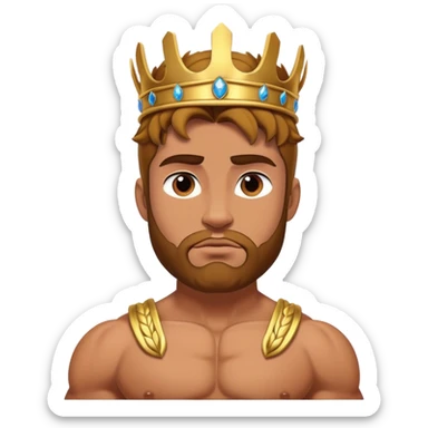 Cinematic Realistic Hercules Portrait, depicted with lifelike, sun-kissed skin and a robust, muscular physique that radiates both power and gentle nobility. His intense, kind eyes and regal expression are complemented by classical Greek attire and a laurel crown, rendered under dynamic lighting that highlights every chiseled detail. sticker