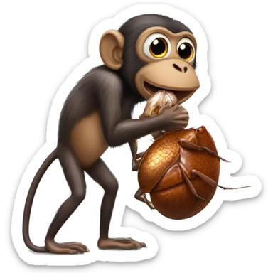 monkey kissing cockroach sticker
