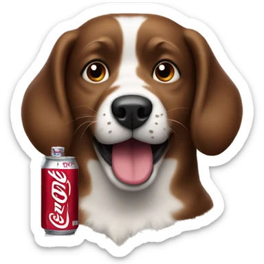 Dog holding Dr Pepper sticker