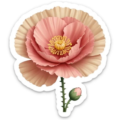 Carnation poppy beige light rose sticker
