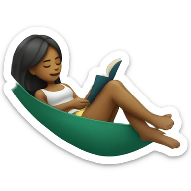 girl laying down and reading in a hammock  sticker