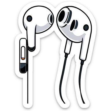 White Apple EarPods with cord and microphone sticker