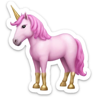 Pink unicorn with blue mane and gold horn sticker