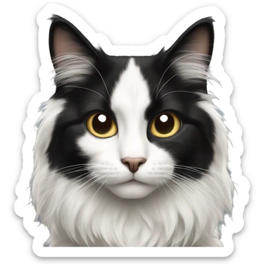 black-and-white cat domestic long-haired sticker