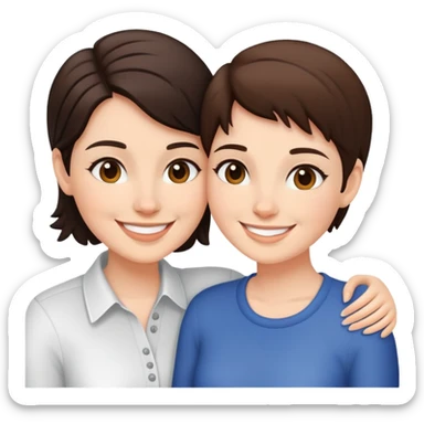 brunette lesbian couple sticker