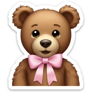 Teddy bear with light pink bow  sticker