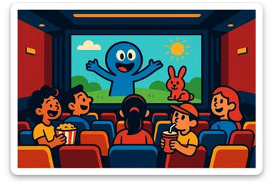 cinema scene, vibrant toon style, colorful, lively, detailed animation sticker
