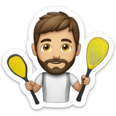 Mi hermano con coleta y con barba jugando al pádel sticker