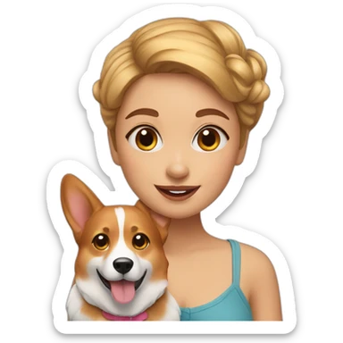 girl with corgi sticker