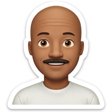 bald black dad with chin mustache smile warmly in white shirt sticker