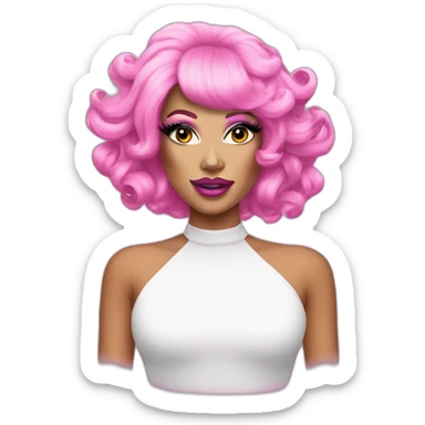 Drag Queen wearing pink wig and extravagant makeup sticker