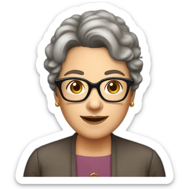 50 year old lady, brown hair glasses pretty sticker