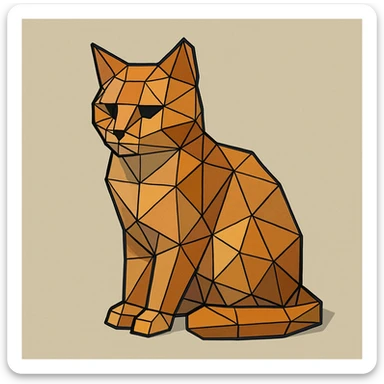 {
  "style_description": {
    "name": "Low Poly Wireframe",
    "overall_look": "Geometric abstraction with visible polygonal mesh edges and a minimal, digital aesthetic",
    "geometry": {
      "shape_type": "triangles and quadrilaterals forming faceted surfaces",
      "structure": "low-resolution polygon meshes with flat faces",
      "edge_visibility": "clear, sharp wireframe outlines around each polygon",
      "dimensionality": "3D-like forms created through flat shading and edge contours"
    },
    "linework": {
      "type": "thin or semi-bold outlines tracing all edges of the mesh",
      "style": "uniform or slightly stylized (e.g., dotted or glowing lines)",
      "color": "typically black, dark gray, or color-matched for contrast"
    },
    "color": {
      "application": "solid flat colors per polygon, without gradients",
      "palette_type": "limited, often monochromatic or with tonal variation per face",
      "highlighting": "minimal shading to emphasize surface depth without realism"
    },
    "lighting": {
      "approach": "ambient or directional lighting used sparingly to add dimension",
      "avoid": ["soft shadows", "complex reflections", "photorealism"]
    },
    "background": {
      "style": "plain or gradient backdrop to contrast mesh clarity",
      "consistency": "flat and neutral to preserve focus on wireframe structure"
    },
    "render_constraints": {
      "avoid": ["smooth surfaces", "rounded curves", "realistic textures"],
      "focus_on": ["polygon edges", "angular forms", "mesh clarity"]
    },
    "subject_treatment": {
      "representation": "simplified, stylized forms with clear geometry",
      "emphasis": "structure, volume through form and edge"
    }
  }
}

{subject} = cat sticker