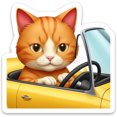 Red cat drive car tellow sticker