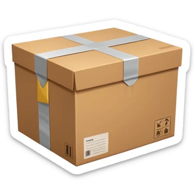 closed cardboard box with tape sticker