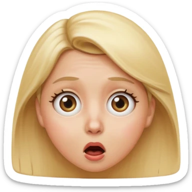 shocked blonde emoji, apple emoji style, round face, wide eyes, surprised expression, simple, no text sticker