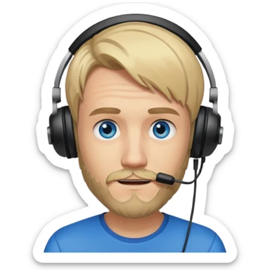"Illustrate PewDiePie with blond hair, trimmed beard & gamer headset." sticker