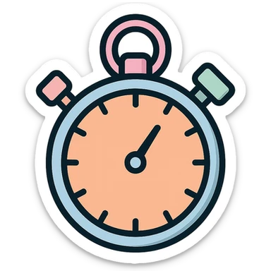 sports timer stopwatch with start/stop buttons icon-color-outlined style detailed shading thin clean outlines soft rounded features pastel palette #98B5BC #B5B3C9 #E4C0CA #F7DCD1 #F7C0AA Japanese pop art sticker look highly detailed vector clarity soft lighting subtle shadows transparent background sticker