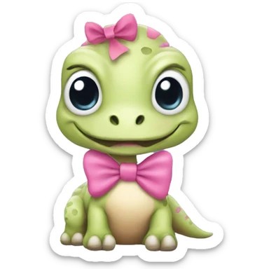 Dinosaur with a pink bow sticker