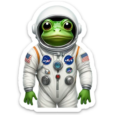 Frog wearing astronaut suit sticker