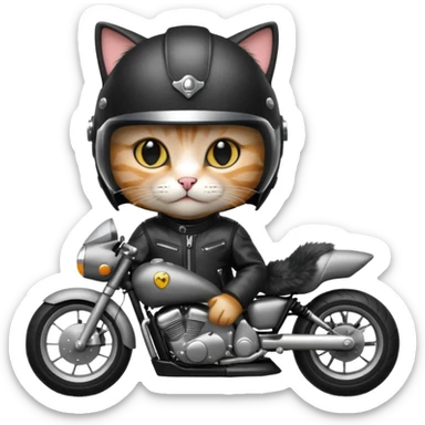cat with motorcycle helmet and leather suit sticker