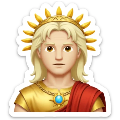 Apollo, Sun God from Rome Mythology with long platinum blonde hair, pale yellow outfit sticker