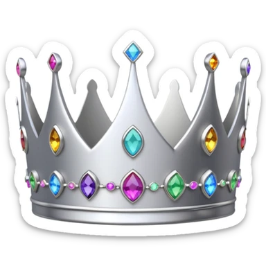 silver feminine dainty crown with rainbow gemstones sticker