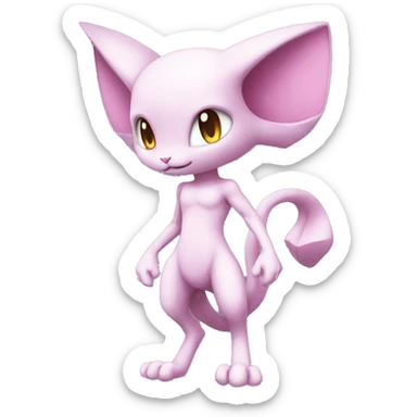 Pink Chibi Anthro Mewtwo-Pokémon full body sticker