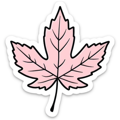 delicate pastel pink maple leaf with veins sticker