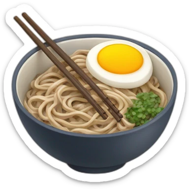 bowl of japanese buckwheat soba noodles with two chopsticks sticker