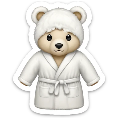 white teddy bear sitting bathrobe sticker