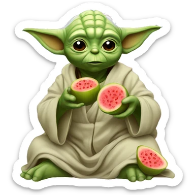 yoda eating guava with the flag of usa sticker