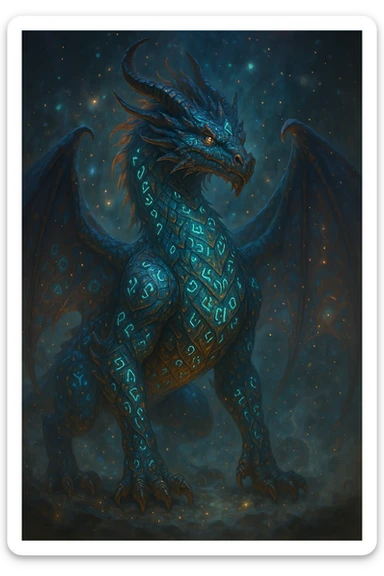 magical dragon with glowing runes, fantasy style, detailed, enchanting atmosphere sticker