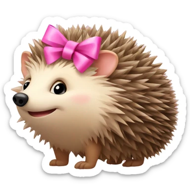 hedgehog with a pink bow sticker