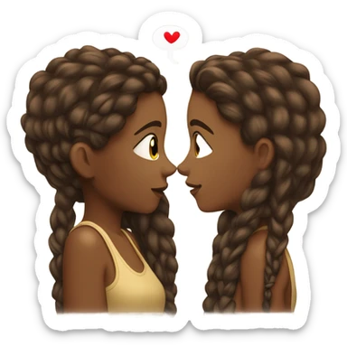brown girl with brown hair kissing brown girl with brown dreads sticker