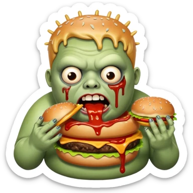 Fat zombie eating one burger sticker