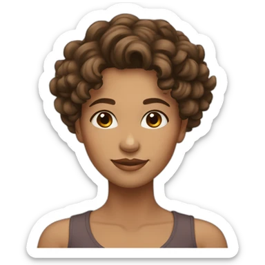 Woman with curly & wavy brown hair, tinted skin color, brown eyes, Aruban / Dutch mixed, dimples sticker